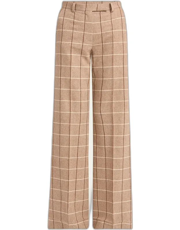 Check Wool Wide-leg Pants