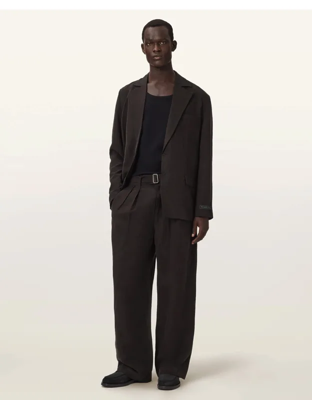 Relaxed Fit Linen Blend Pants