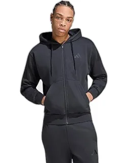 Essentials 3-stripes Fleece Full-zip Hoodie With Drawcord-adjustable Hood And Kangaroo Pocket