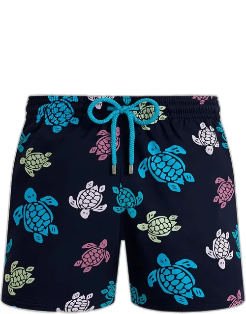 Turtle Swim Trunks With Elasticized Drawstring Waistband And Side Slip Pockets
