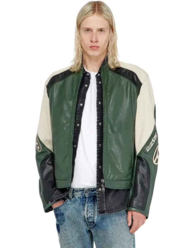Biker Jacket In Colour-block Perforated Leather
