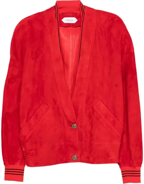 Suede-finish Striped-trim Jacket