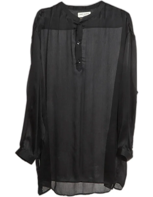 Chiffon Shear Chinese Collar Shirt