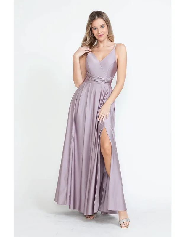 Evening Dress V-neck Spaghetti Strap A-line Gown