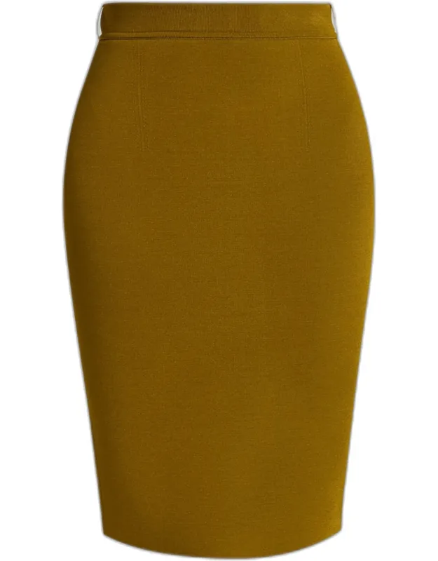 Knit Knee-length Pencil Skirt