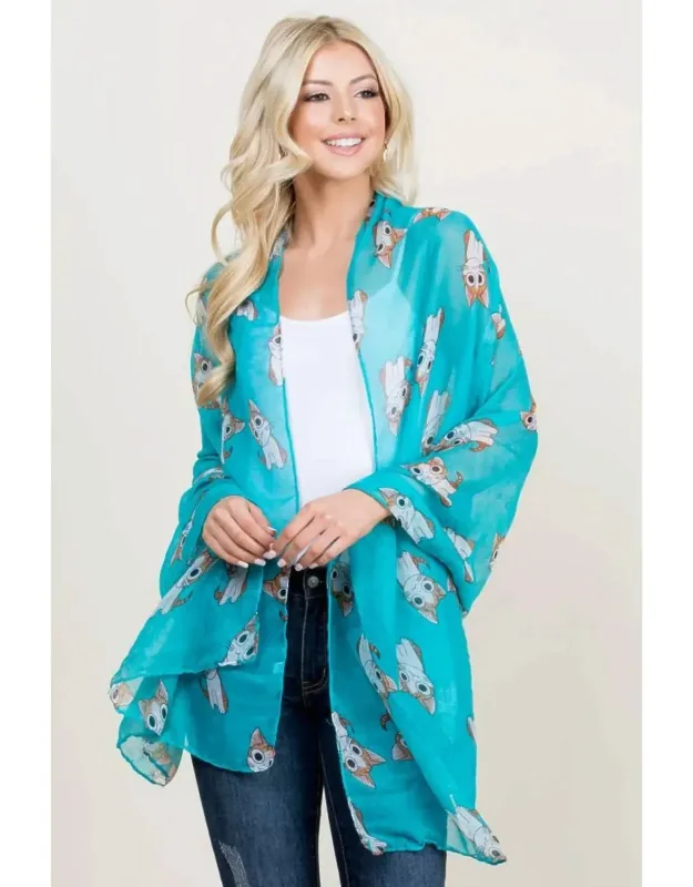 Cute Tabby Cat Lightweight Boho Printed Scarf Wrap
