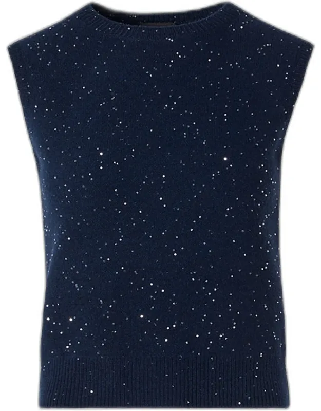 Sequined Wool-cashmere Sleeveless Sweater