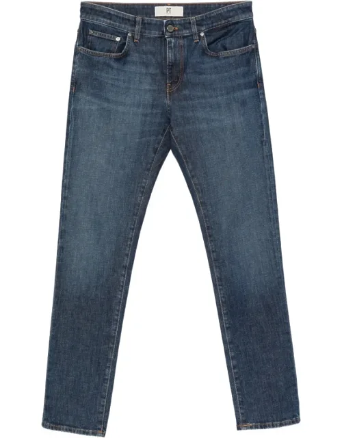 Faded-effect Logo-patch Jeans