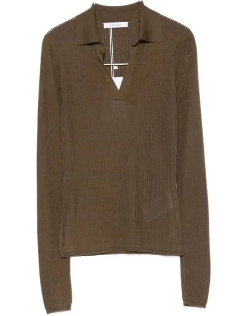 Ribbed-knit Polo Sweater
