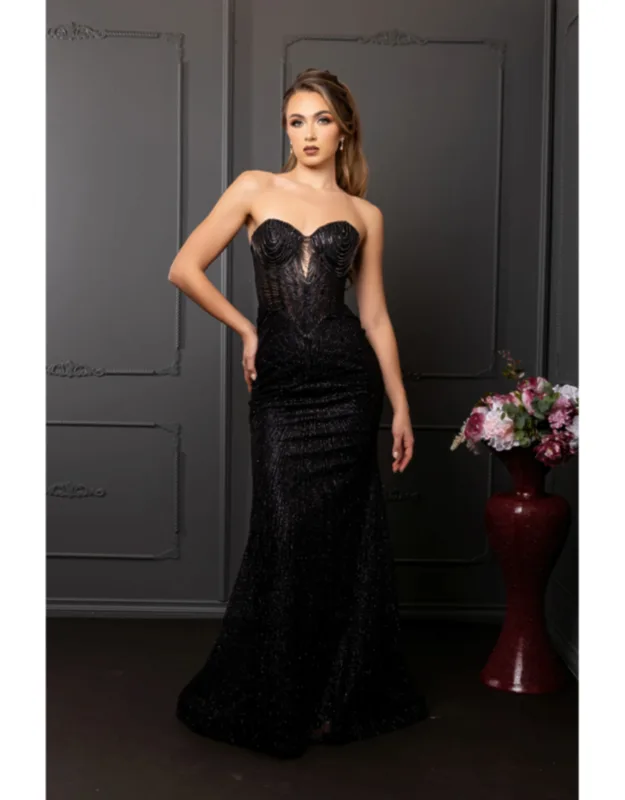 Strapless Sequin Corset Evening Gown