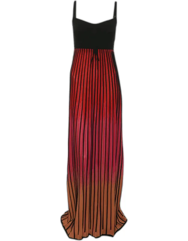 Multicolor Ombre Ribbed Knit Maxi Dress