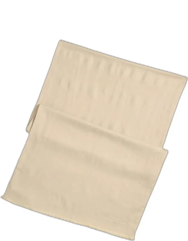 Linen Fringe-trim Embroidered Logo Scarf