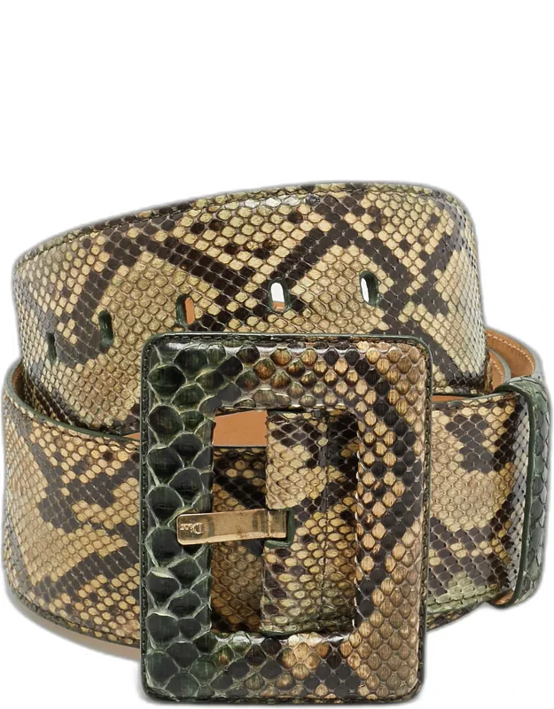 90cm Wide Buckle Belt Python