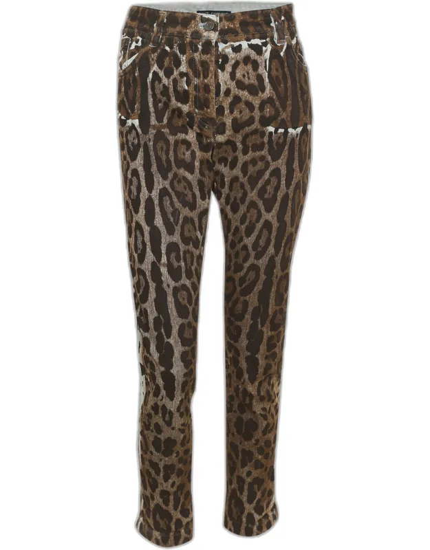 Leopard Print Denim Skinny Jeans