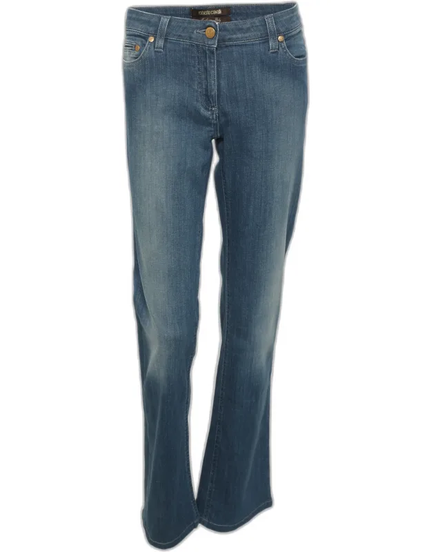 Washed Denim Wide Leg Stretch Jeans