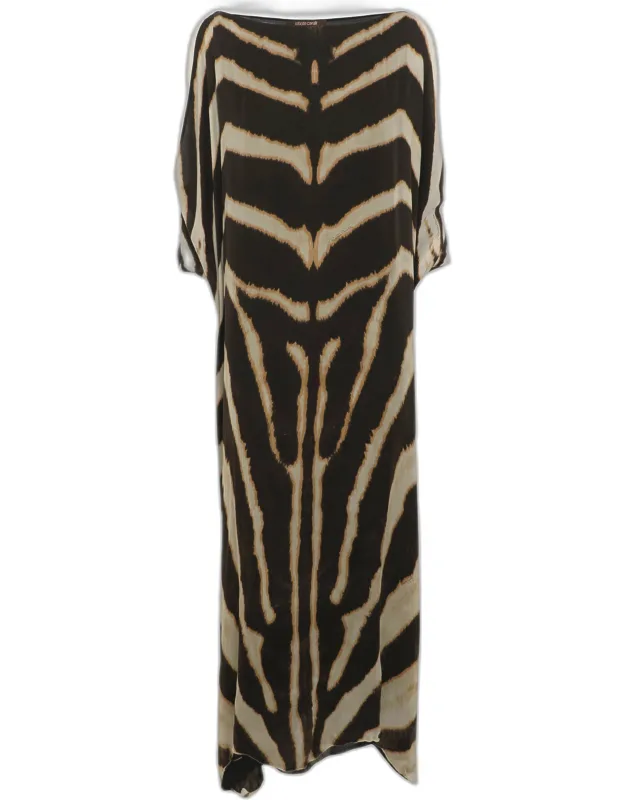 Multicolor Animal Printed Silk Maxi Dress