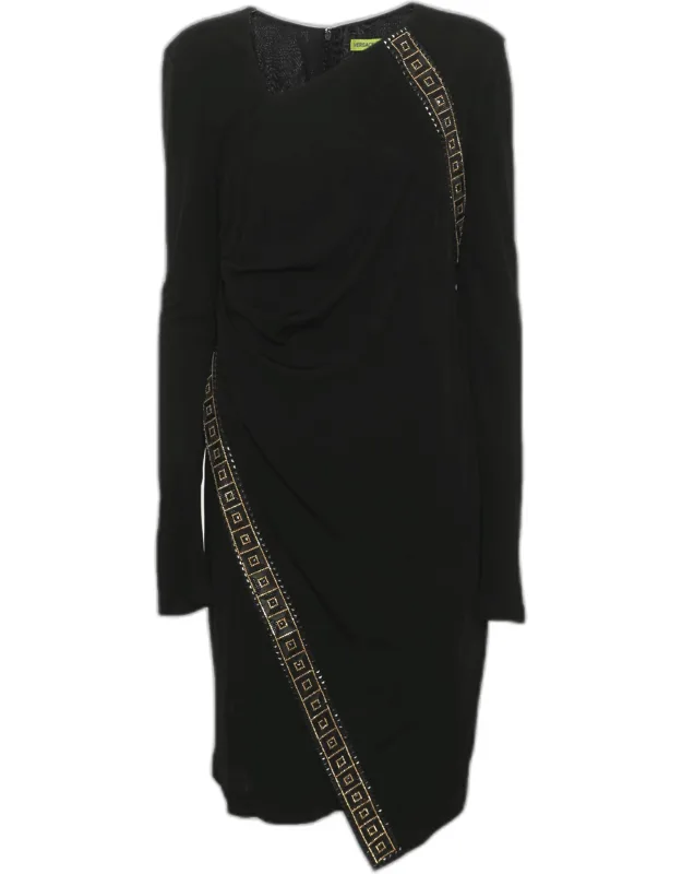 Jersey Rhinestone Embellished Knee Length Dress