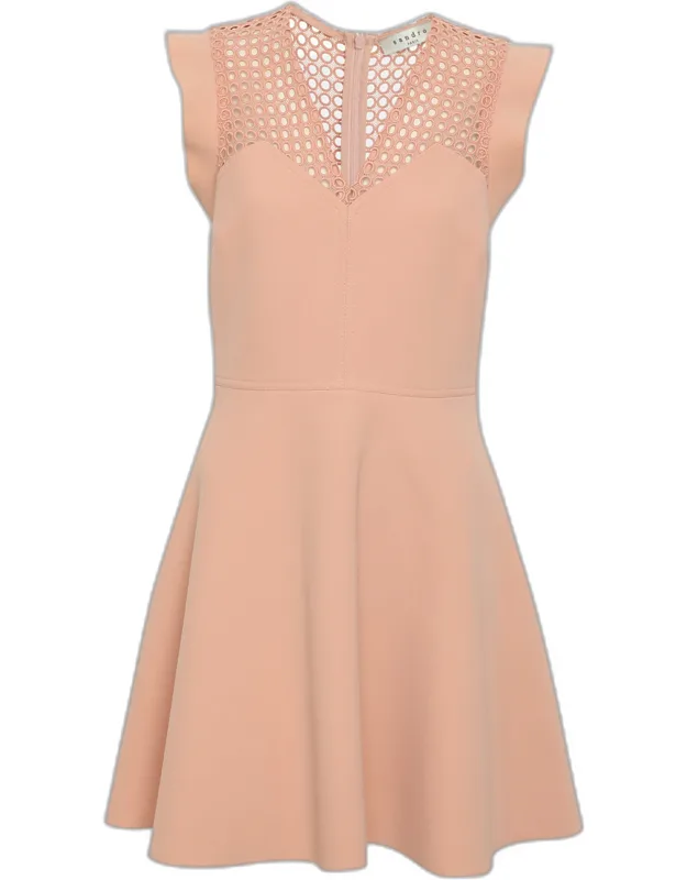 Peach Textured Neoprene And Lace Rebel Knee Length Dress