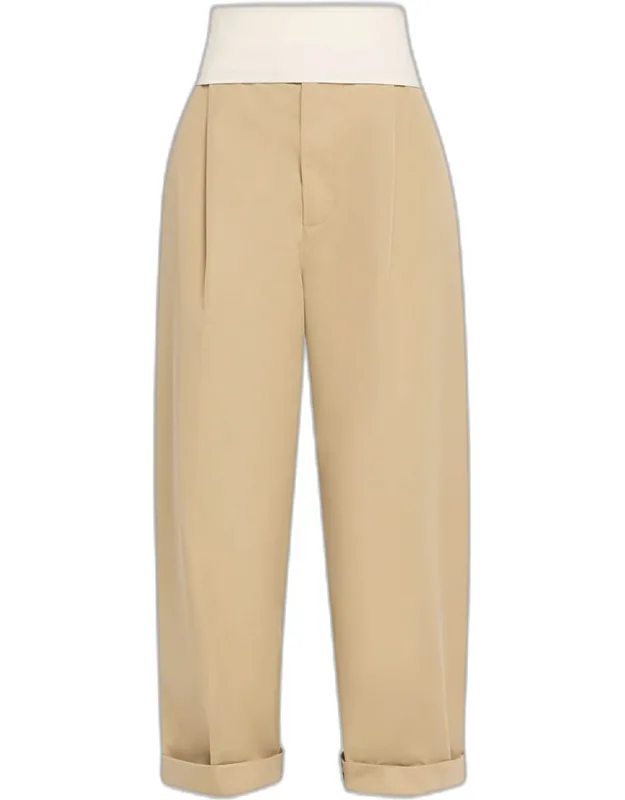 Elastic Waist Wide-leg Trousers