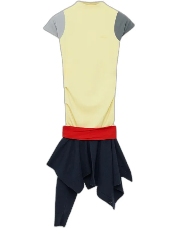 Mock-neck Colorblock Handkerchief Dress