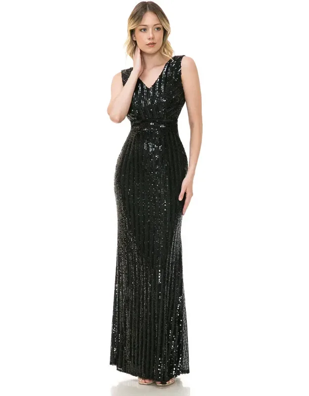 Formal Dress V-neck Sleeveless Sheath Prom Gown