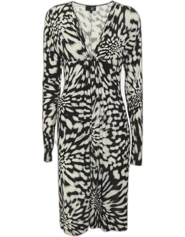 Multicolor Printed Jersey V Neck Mini Dress
