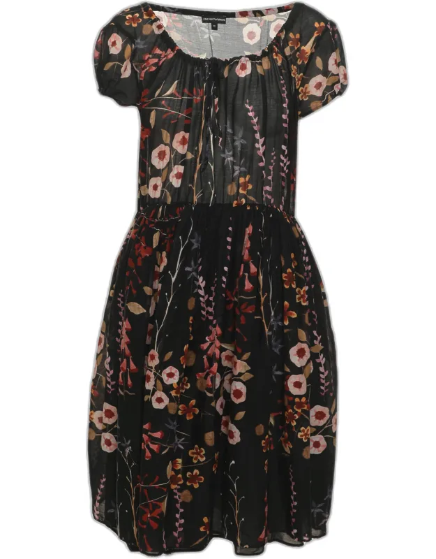 Multicolor Printed Chiffon Knee Length Dress