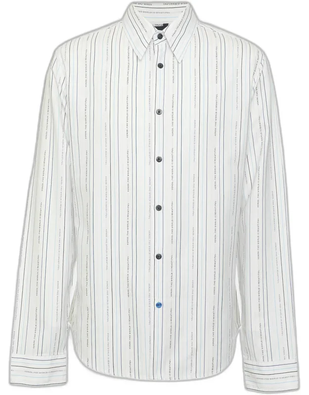 Striped Logo Cotton Long Sleeve Shirt
