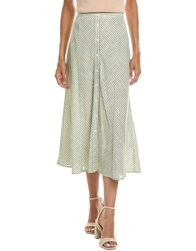Striped Button Front Skirt