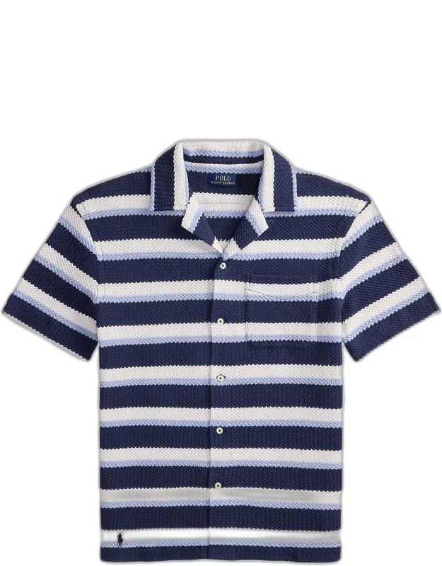 Stripe Herringbone Camp Shirt