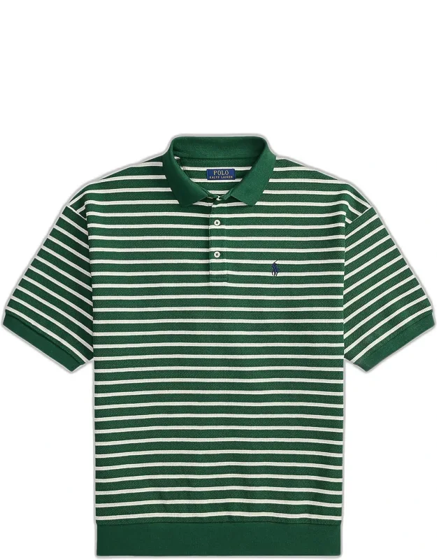Relaxed Fit Stripe Textured Polo Shirt