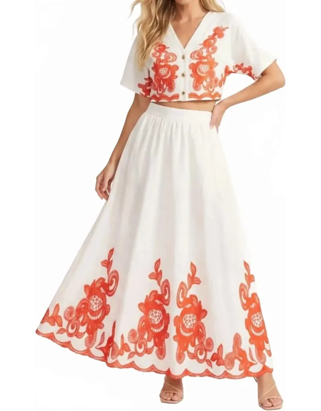 Embroidered Maxi Skirt Set