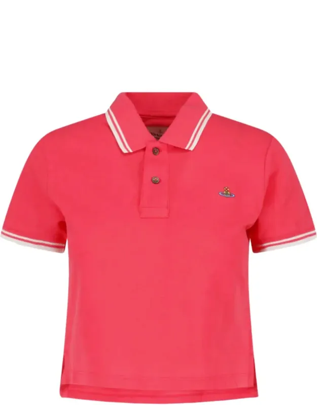 Cropped Polo Shirt With Double Stripe Detailing