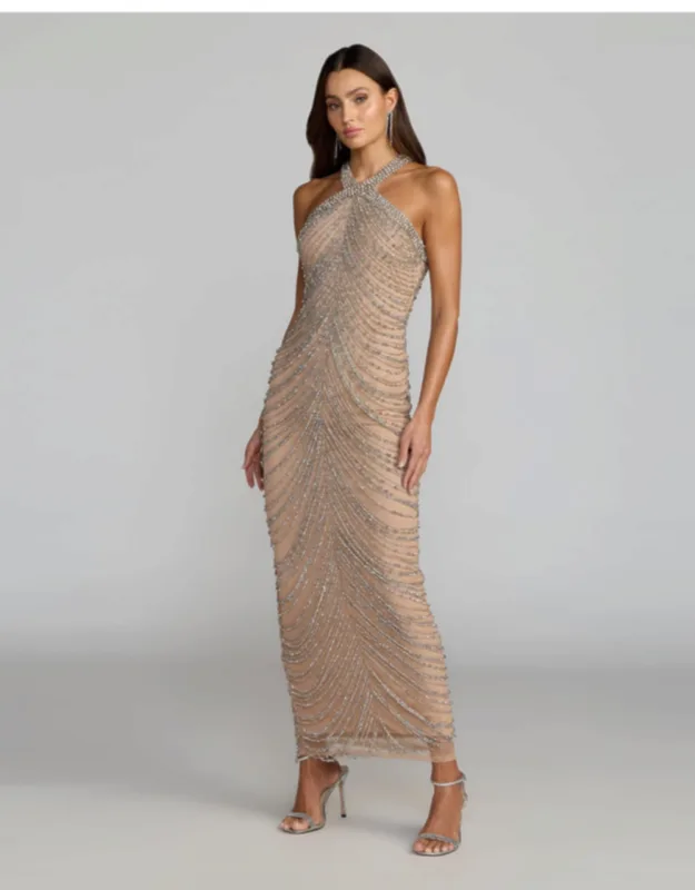 Halter Neck Embellished Maxi Dress