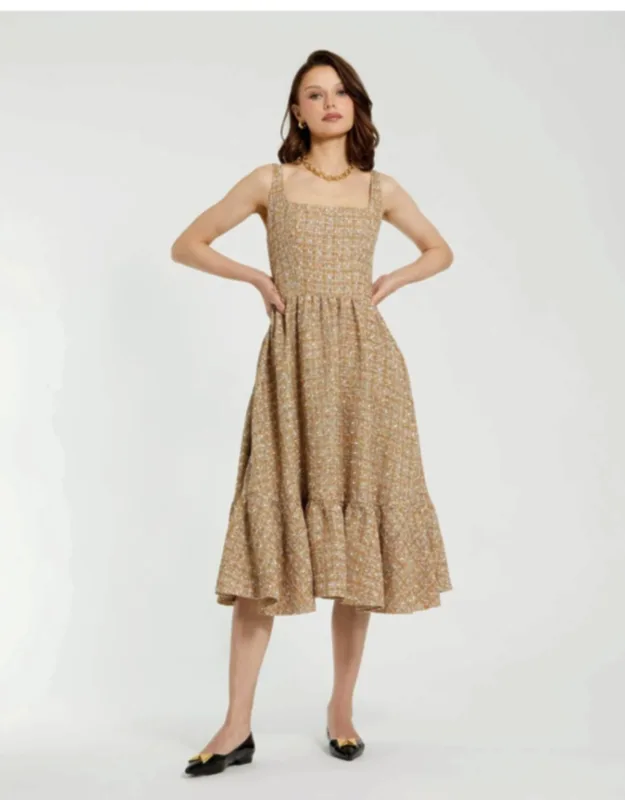 Boucle Sleeveless A-line Midi Dress