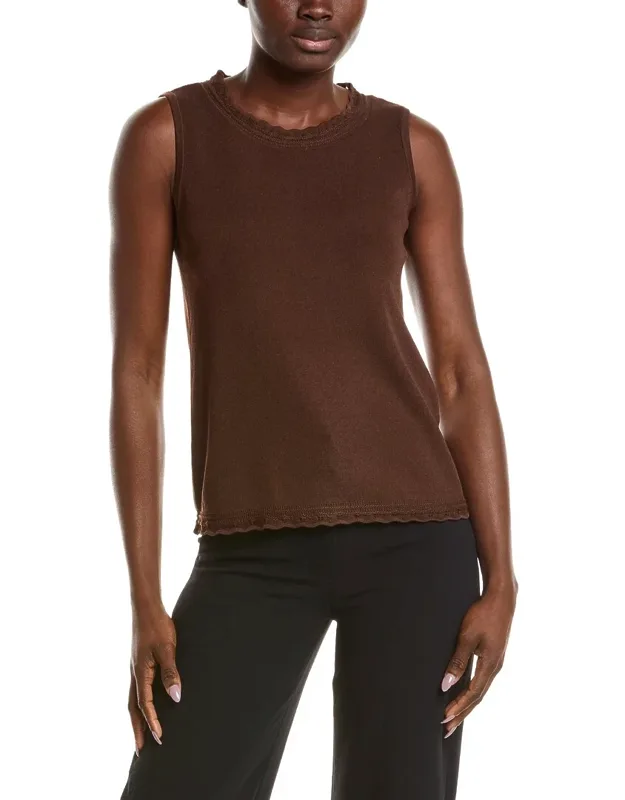 Pointelle Trim Sweater Tank