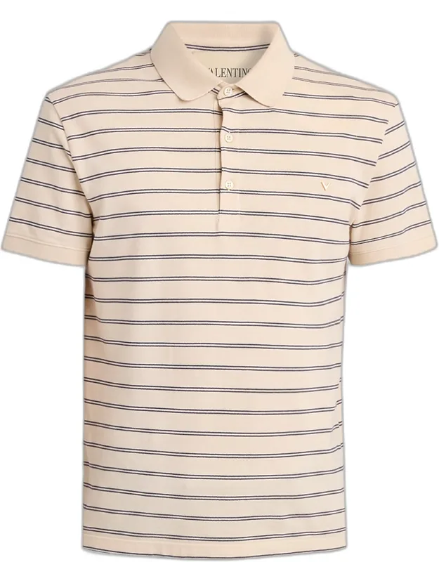 Gold Stripe Jersey Polo Shirt