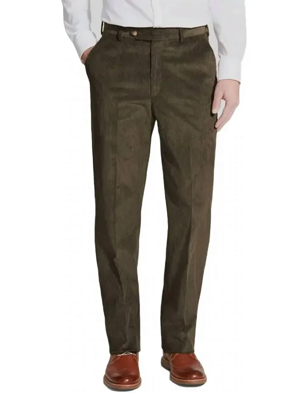 8 Wale Luxury Italian Corduroy Pants - Hampton Plain Front
