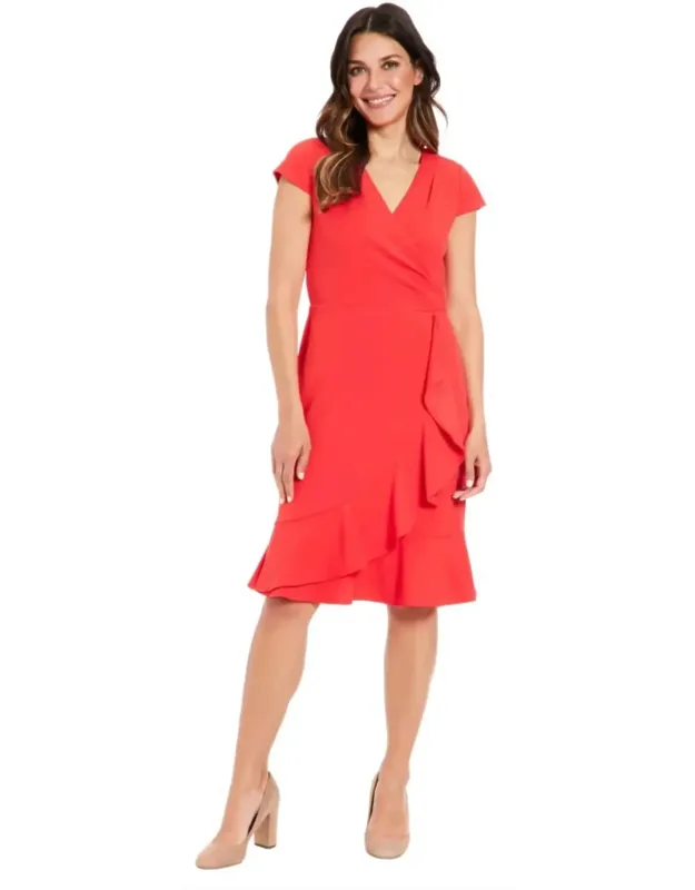 Ruffled Draped Skirt Sheath Dress