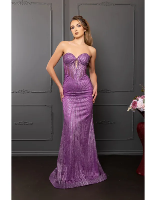 Strapless Sequin Corset Evening Gown