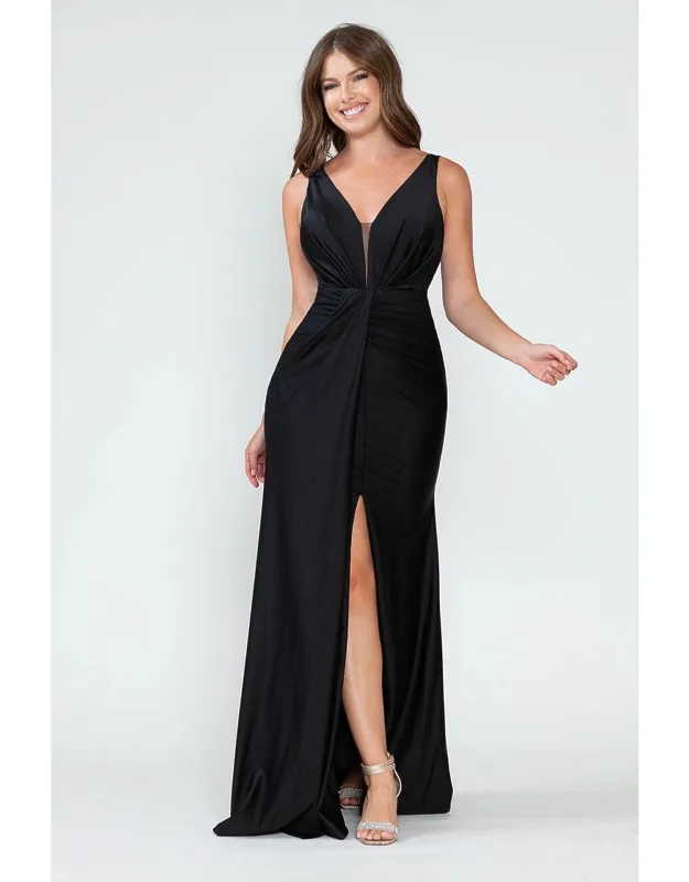 Bridesmaid Dress V-neck Ruched Gown