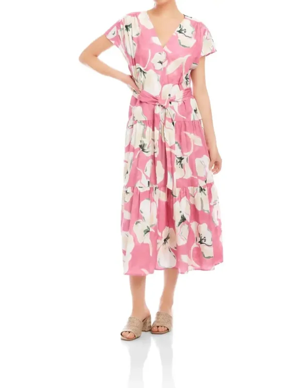Tiered Front Slit Midi Dress