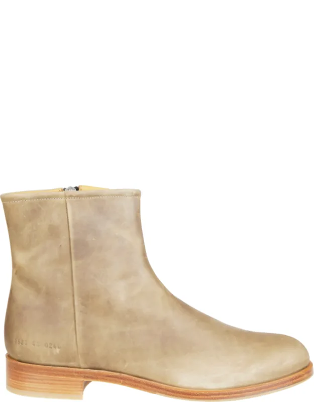 Zipper Boots In Waxed Suede