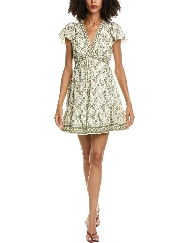 Flutter Sleeve V-neck Empire Waist Mini Dress