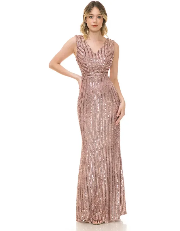Formal Dress V-neck Sleeveless Sheath Prom Gowns