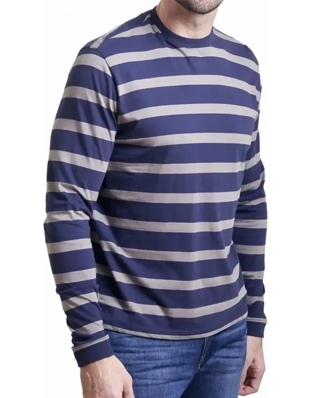 Palisades Awning Stripe Long Sleeve Peruvian Cotton Tee Shirt
