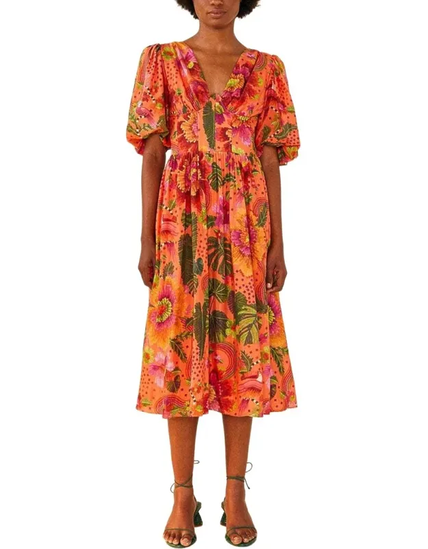 Midi Dress In Blooming Garden