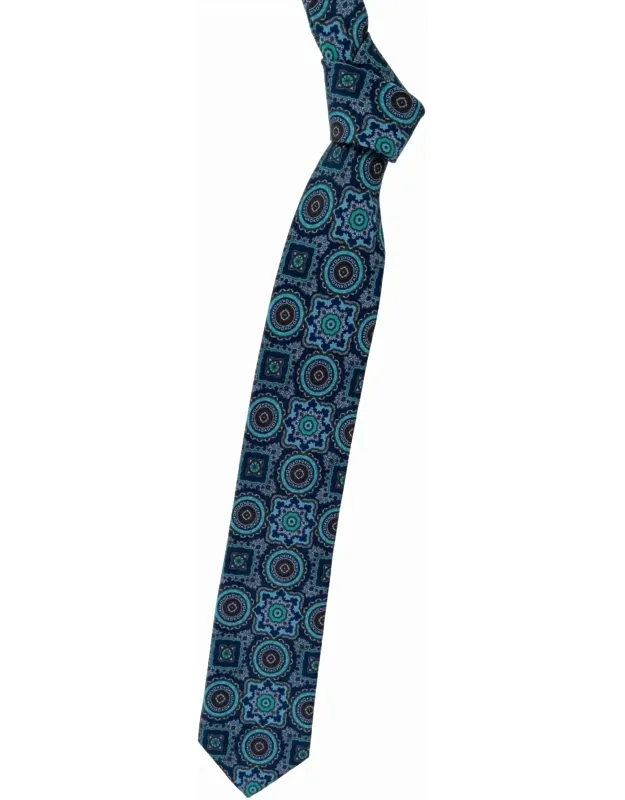 Medallion Woven Silk And Linen Tie