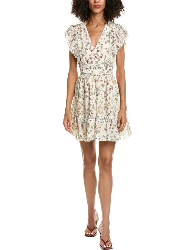 V-neck Flutter Sleeve Mini Dress
