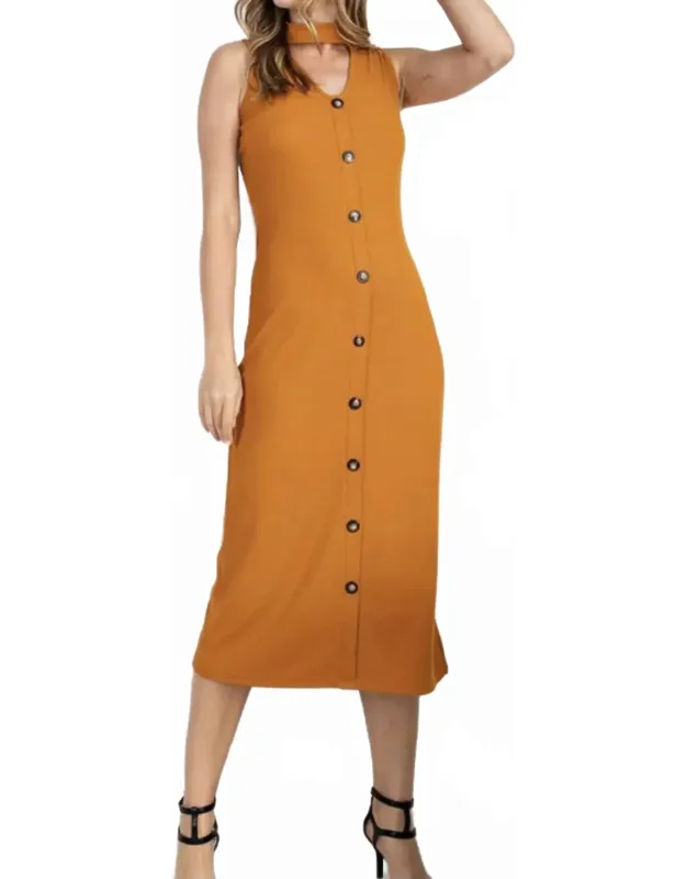 V-neck Ribbed Midi Dress
